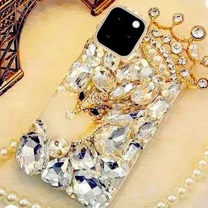 3D Glitter Sparkle Bling Case Crystal Rhinestone Diamond Fox Crown